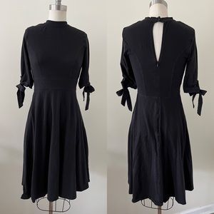 Eshakti black cotton stretch fit and flare dress